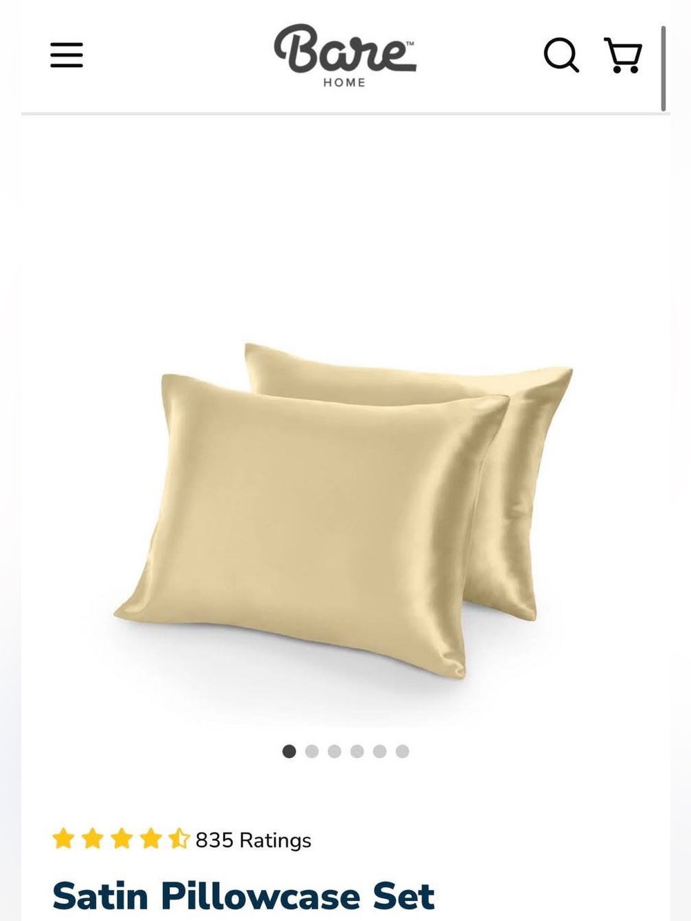 Satin Pillowcase Set in Champagne